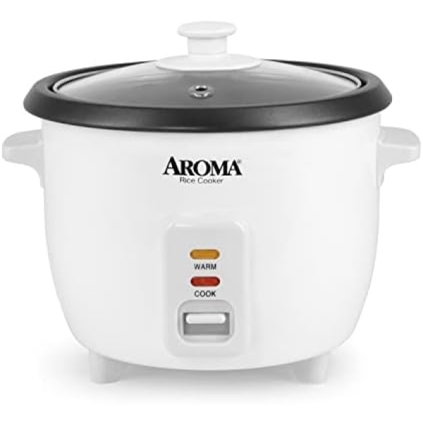 Aroma Housewares Aroma 6-cup (cooked) 1.5 Qt. One Touch Rice Cooker, White