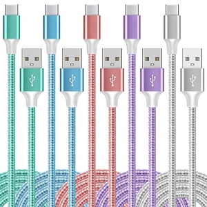 USB Type C to USB A Cable, 5Pack【3/3/6/6/10FT】 Fast Charging Long Android USBC
